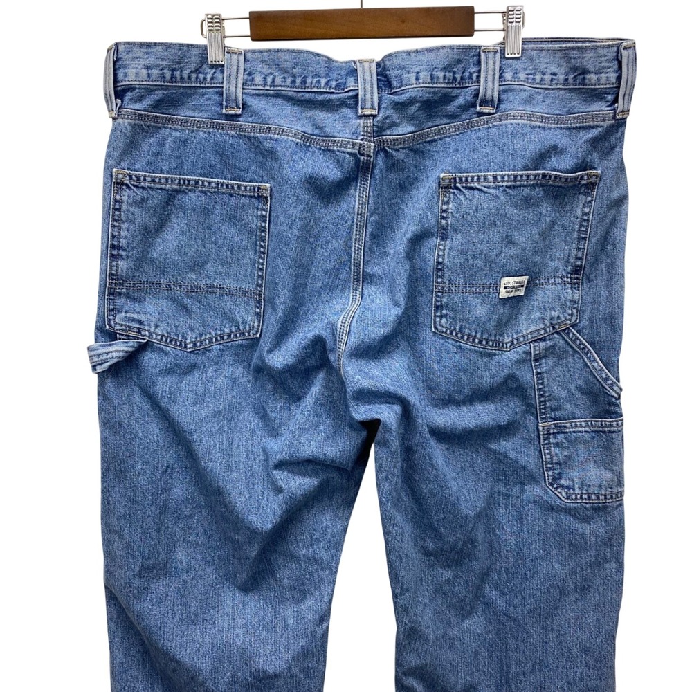 Levis Signature Carpenter Jeans Mens 44x30 Blue Denim Utility Work Pants Read